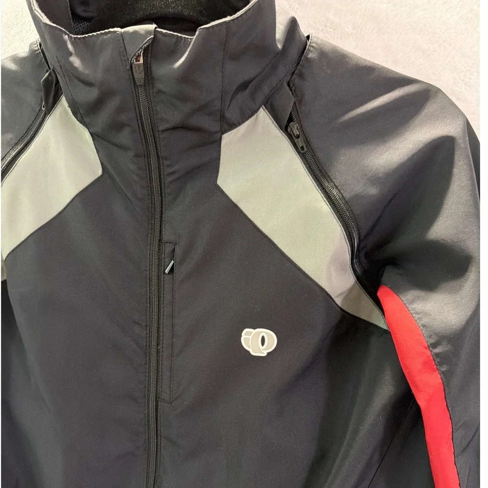 Pearl Izumi Mens Cycling Jacket Black Grey Red‎ Full Zip Windbreaker 6504 Medium
